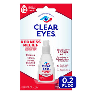 Clear Eyes Redness Eye Relief Lubricant Eye Drops, Pocket Pal, 0.2 fl oz