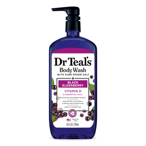 Dr Teal's Body Wash with Pure Epsom Salt, Black Elderberry, 24 fl oz.