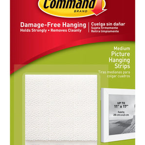 Command Picture Hanging Strips, White, Medium, 3 Sets of Strips/Pack