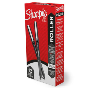 Sharpie Rollerball Pen, Needle Point (0.5mm) Precision Pen, Black Ink, 12 Count