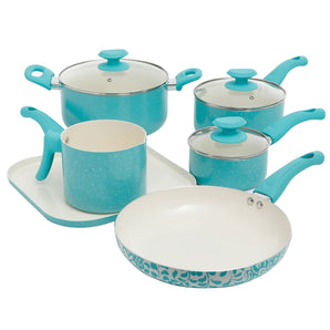 Oster Cocina San Jacinto 9 Piece Cookware Set in Turquoise Speckle