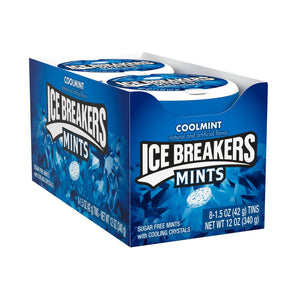 Ice Breakers Coolmint Sugar Free Breath Mints, Tins 1.5 oz, 8 Count