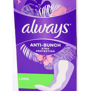 Always Anti-Bunch Xtra Protection Daily Liners Long Unscented, Anti Bunch Helps You Feel Comfortable, 40 Count