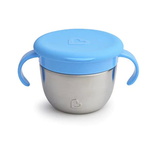 Munchkin® Snack+™ Stainless Steel Toddler Snack Catcher Cup with Lid, 9 oz, Blue, Unisex