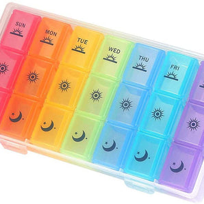 Weekly Pill Organizer,3-Times-A-Day 7 Day Pill Box Large Compartments Moisture-Proof Pill Case Medication Reminder Portable Travel Container for Vitamins Fish Oil Compartments Supplements