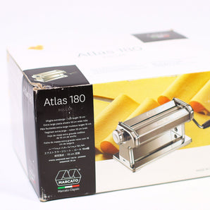 Marcato Atlas Made in Italy Pasta Roller, Stainless Steel, Silver, Includes 180-Millimeter Pasta Roller with Hand Crank and Instructions
