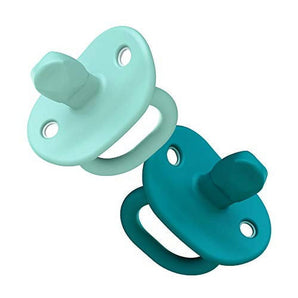 Boon Jewl Silicone Orthodontic Pacifier - Baby Pacifier with Soothing Gem Shaped Nipple - Comfortable Newborn Pacifiers Support Natural Oral Muscular Development - Neutral - 2 Count - 0+ Months Blue Months