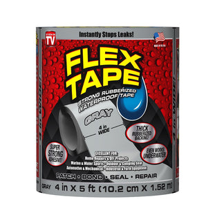 Flex Tape Strong Rubberized Waterproof Tape, 4 inches x 5 feet, Gray