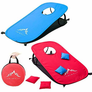 Himal Collapsible Portable Corn Hole Boards With 10 Cornhole Bean Bags And Tic Tac Toe Game 2 Games on 1 Board (2 x 1-feet)