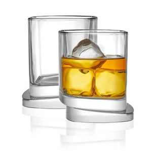 JoyJolt Award Winning Aqua Vitae Square Whiskey Glass 9 oz (Set of 2) Drinking Glass Gift