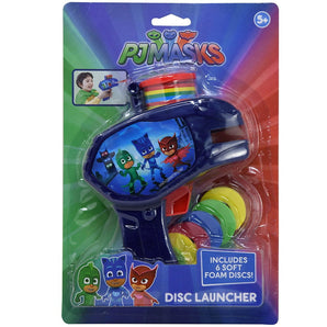 PJ Masks Foam Disc Launcher - Includes 6 Foam Discs - Indoor or Outdoor Play - Blaster - Novelty Character Toys (7pc Set)