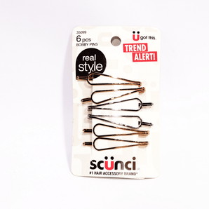 SCUNCI Real Style Metal Bobby Pins, Pack of 6 (Gold, Silver and Rose Gold)