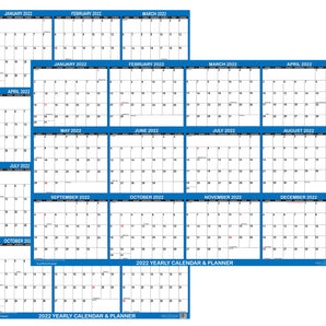 SwiftGlimpse 24" x 36" Yearly 2023 Wall Calendar, Erasable, Reversible, Horizontal-Vertical, Navy