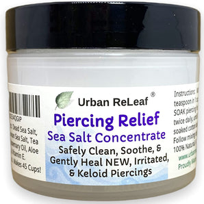 Urban ReLeaf Piercing Relief Sea Salt Concentrate AFTERCARE ! Safely Clean, Soothe & Gently Heal New Irritated & Keloid Bump Piercings. Effective Non-iodized Dead Sea Salt, Tea Tree Rosemary