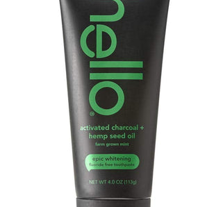 Hello Activated Charcoal Hemp Seed Oil Epic Whitening Toothpaste, 4 Ounce, Fluoride Free, SLS Free