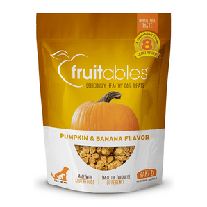 Fruitables Baked Dog Treats – Pumpkin Treats for Dogs – Healthy Low Calorie Treats – Free of Wheat, Corn and Soy – Pumpkin and Banana – 7 Ounces