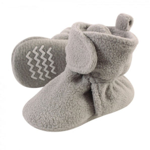 Hudson Baby Baby and Toddler Cozy Fleece Booties, Neutral Gray, 6-12 Months