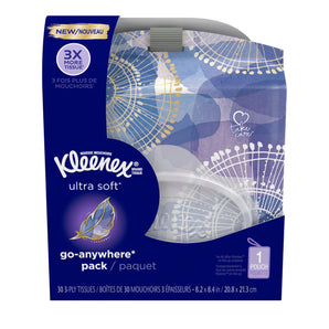 Kleenex Ultra Soft Go-Anywhere Facial Tissues, 1 Soft, Flip-Top Pack with Strap, 30 Tissues