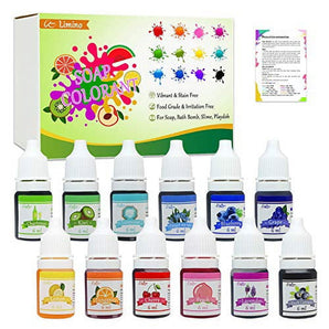 12 Color Bath Bomb Soap Dye - Skin Safe Bath Bomb Colorant Food Grade Coloring for Soap Making Supplies, Natural Liquid Soap Colorant for DIY Bath Bomb Supplies Kit, Slime, Crafts - with Instructions