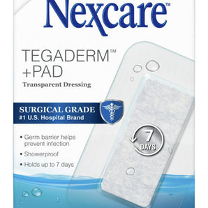 Nexcare Tegaderm + Pad Waterproof Transparent Dressing, 2 3/8" x 4", 5 Count