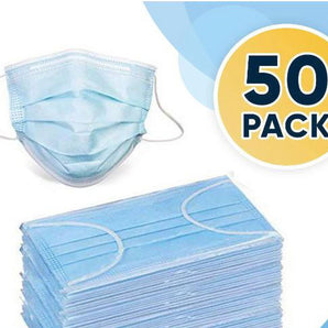 50 Disposable Face Masks, 3-ply Breathable Dust Protection Masks, Elastic Ear Loop Filter Mask