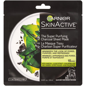 Garnier SkinActive Super Purifying Charcoal Sheet Mask, 0.95 fl. oz.