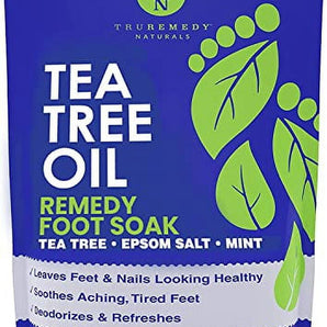 Tea Tree Oil Foot Soak with Epsom Salt & Mint, Feet Soak Helps Toenail System, Athletes Foot & Stubborn Foot Odor - Foot Bath Salt Softens Calluses & Soothes Sore Tired Feet, 14 Ounce