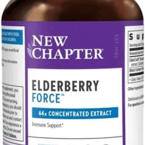 New Chapter Elderberry Force, with 64x Concentrated Black Elderberry + Black Currant for Immune Support, No Added Sugar, Gluten Free- 30 Count