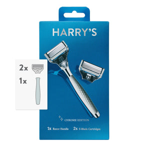 Harry&apos;s Men&apos;s Razor: Chrome Edition Handle &amp; 2 Count Razor Blade Cartridges