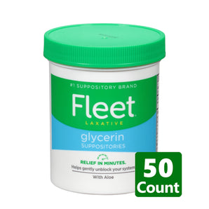 Fleet Laxative Glycerin Suppositories for Adult Constipation, 50 Count