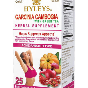 Hyleys Wellness Green Tea Garcinia Cambogia Infused Pomegranate Flavor - Weight Management Support - 25 Tea Bags