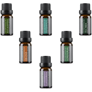 Wasserstein Aromatherapy Oils - 100% Pure Essential Oils Gift Set (Peppermint, Tea Tree, Lemongrass, Lavender, Orange, Eucalyptus) (6 Pack, 10ml)