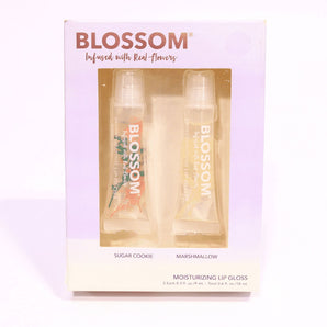 Blossom Infused with real flowers 2 Piece Set - Moisturizing Lip Gloss  Sugar Cookie & Marshmallow