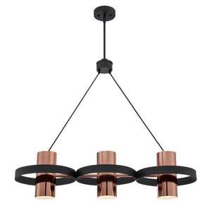 Westinghouse Lighting 6368900 3 Light Chandelier with Copper Shades - Matte Black