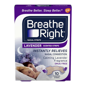 Breathe Right Calming Lavender Scented Drug-Free Nasal Strips for Nasal Congestion Relief, 10 count