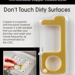 No Touch Opener Copper Antimicrobial Door Safe Hook Keychain Tool Avoid Germs