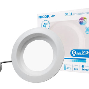 NICOR Lighting 4-Inch Dimmable 3000K LED Remodel Downlight Retrofit Kit for Recessed Housings, White Baffle Trim (DLR4-3006-3K-WH-BF)