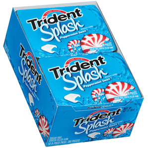 Trident Splash Gum Peppermint Swirl Sugar Free, 9 Piece Packs, 10 Count