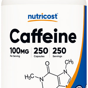 Nutricost Caffeine Supplement Pills 100mg Per Serving, 250 Capsules