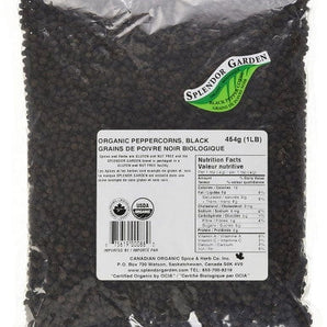 Splendor Garden Organic Peppercorn Black, 454g/16oz{Imported from Canada}