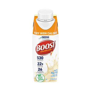 Boost Very High Calorie Nutritional Drink, Very Vanilla - No Artificial Colors Or Sweeteners, 8 Fl Oz (Pack Of 12)