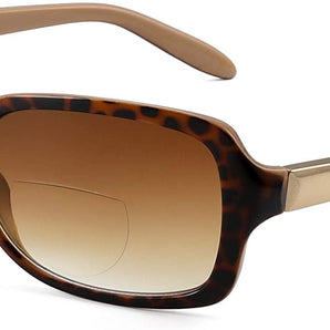 CHOOOAN Classic Bifocal Reading Glasses Square Stylish Gradient Sunglasses Readers for Women +2.0 Tortoise