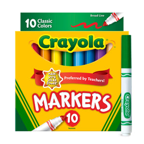 Crayola Broad Line Markers, 10 Ct, School Supplies for Kids, Teacher Supplies, Beginner Child