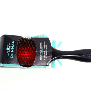 Denman Small Grooming Brush Natural Bristle with Nylon Quill D81S Black