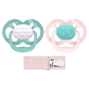 Dr. Brown's Advantage 2-Pack Stage 2 Pacifiers with Clip in Pink