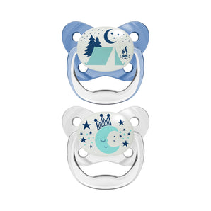 Dr. Brown's PreVent Contour Glow in The Dark Pacifier, Stage 2 (6-18m), Blue, 2-Pack