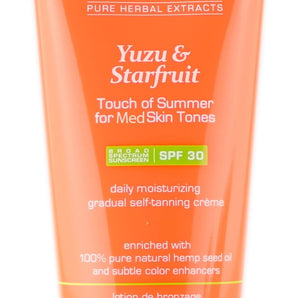 Hempz Yuzu & Starfruit Touch of Summer Moisturizing Gradual Self-Tanning Crème with SPF 30 for Medium Skin Tones&nbsp;6.76 oz.