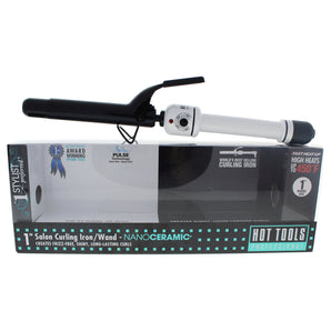 Hot Tools Nano Ceramic Salon Curling Iron/Wand - Model # HTBW44 - Black/White - 1 Inch Curling Iron