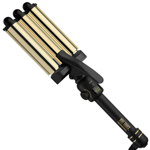Hot Tools Pro Artist 24K Gold Digital 3 Barrel Hair Waver , Long Lasting Defined Waves (Jumbo Size)