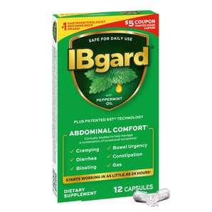 IBgard Digestive Gut Health Supplement for a Combination of Occasional Symptoms: Cramping, Bowel Urgency, Diarrhea, Constipation, Bloating & Gas, 12ct (Packaging May Vary)